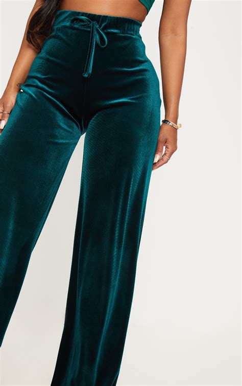 GG velvet pant in emerald green 